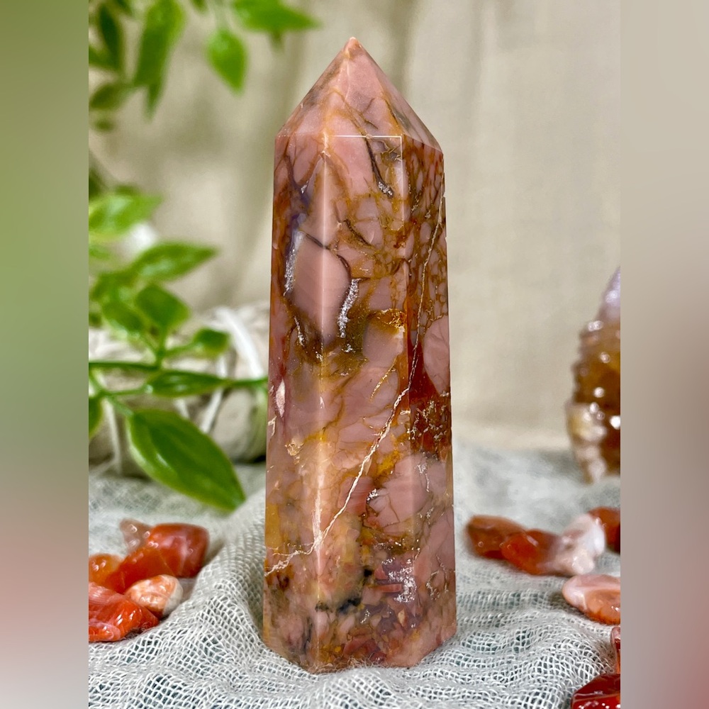 1147 Pink Agate Crystal Mini Tower